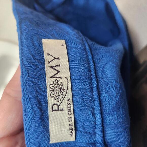 ROMY Royal Blue Floral Textured Pencil Skirt - Size Large - Picture 6 of 7